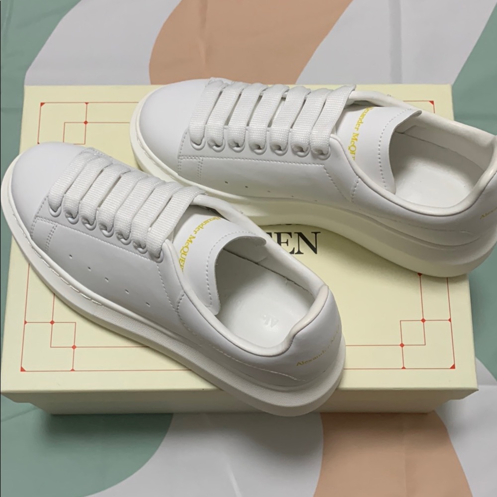 Alexander McQueen White and Gold Athletic Sneakers
